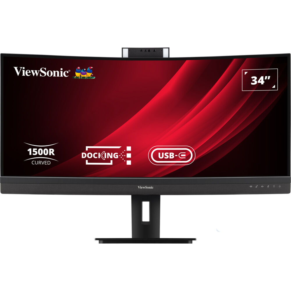 ViewSonic VG3457CV 34-inch curved UWQHD video conferencing monitor with webcam and USB-C docking — view 2