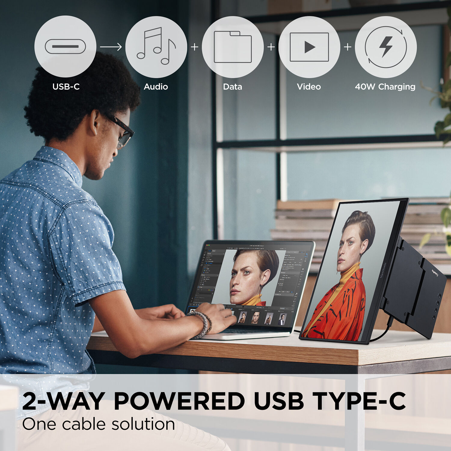 ViewSonic VP1656 16-inch portable monitor with 1,920 x 1,200 resolution, ergonomic stand, and carrying case — view 15