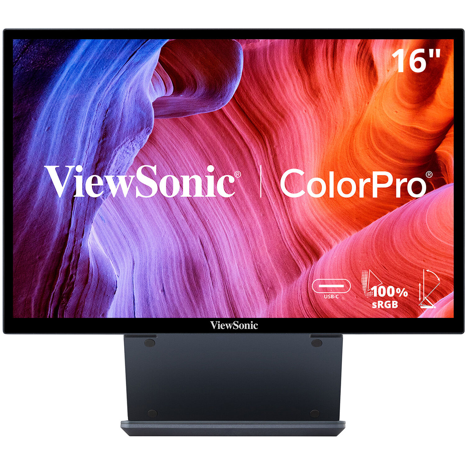 ViewSonic VP1656 16-inch portable monitor with 1,920 x 1,200 resolution, ergonomic stand, and carrying case — view 2