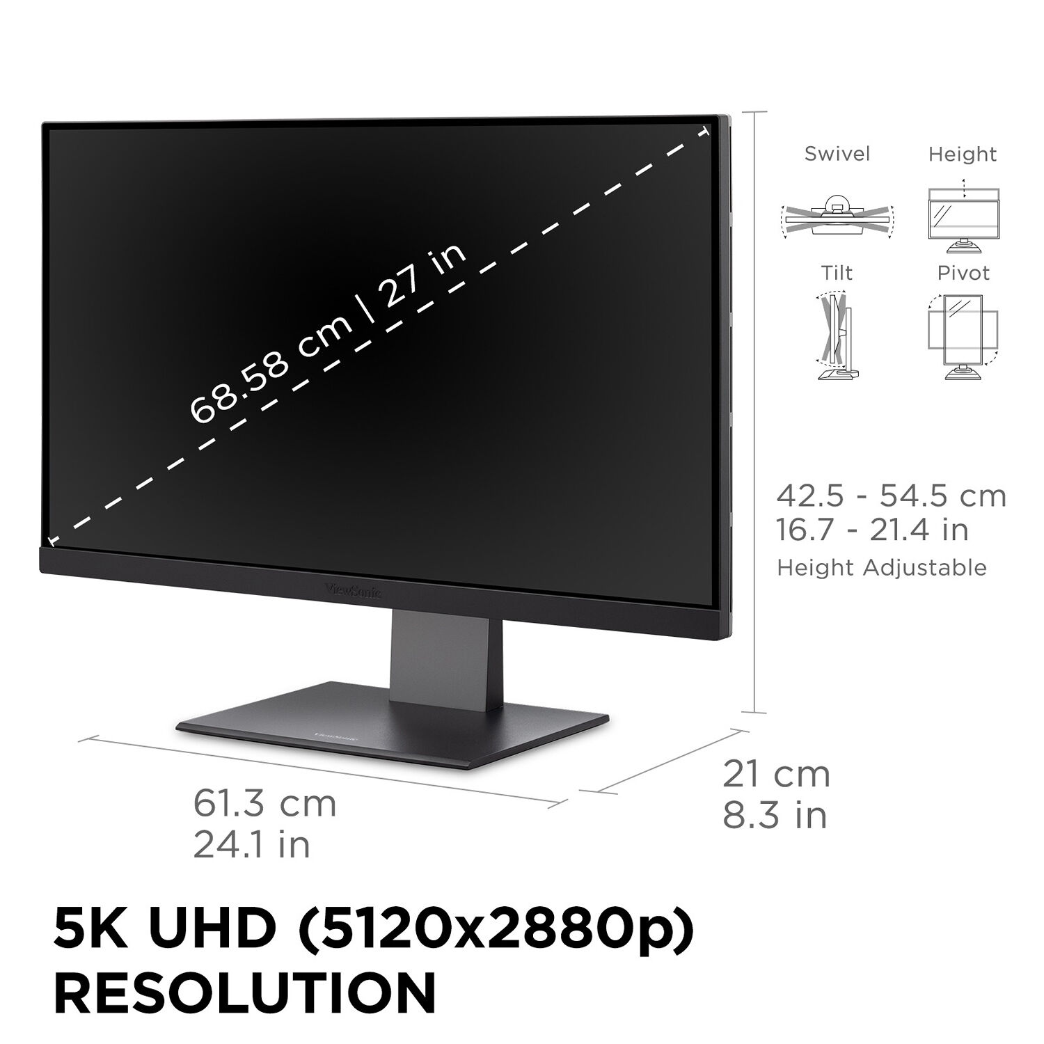 ViewSonic ColorPro VP2788-5K 27-inch 5K IPS monitor with Thunderbolt 4 and USB-C — view 18