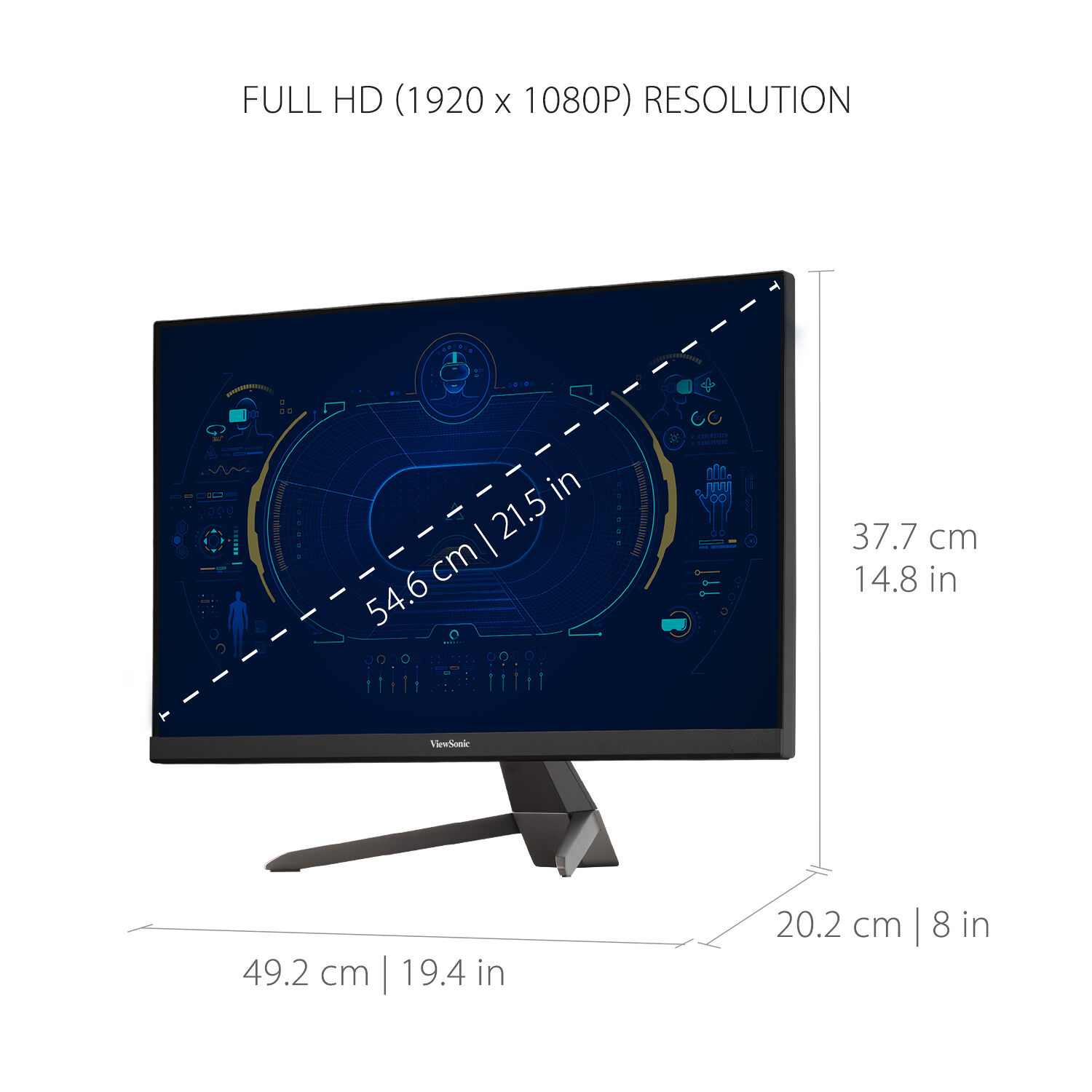 ViewSonic VX2267-MHD 22-inch Full HD monitor with slim black bezel — view 12