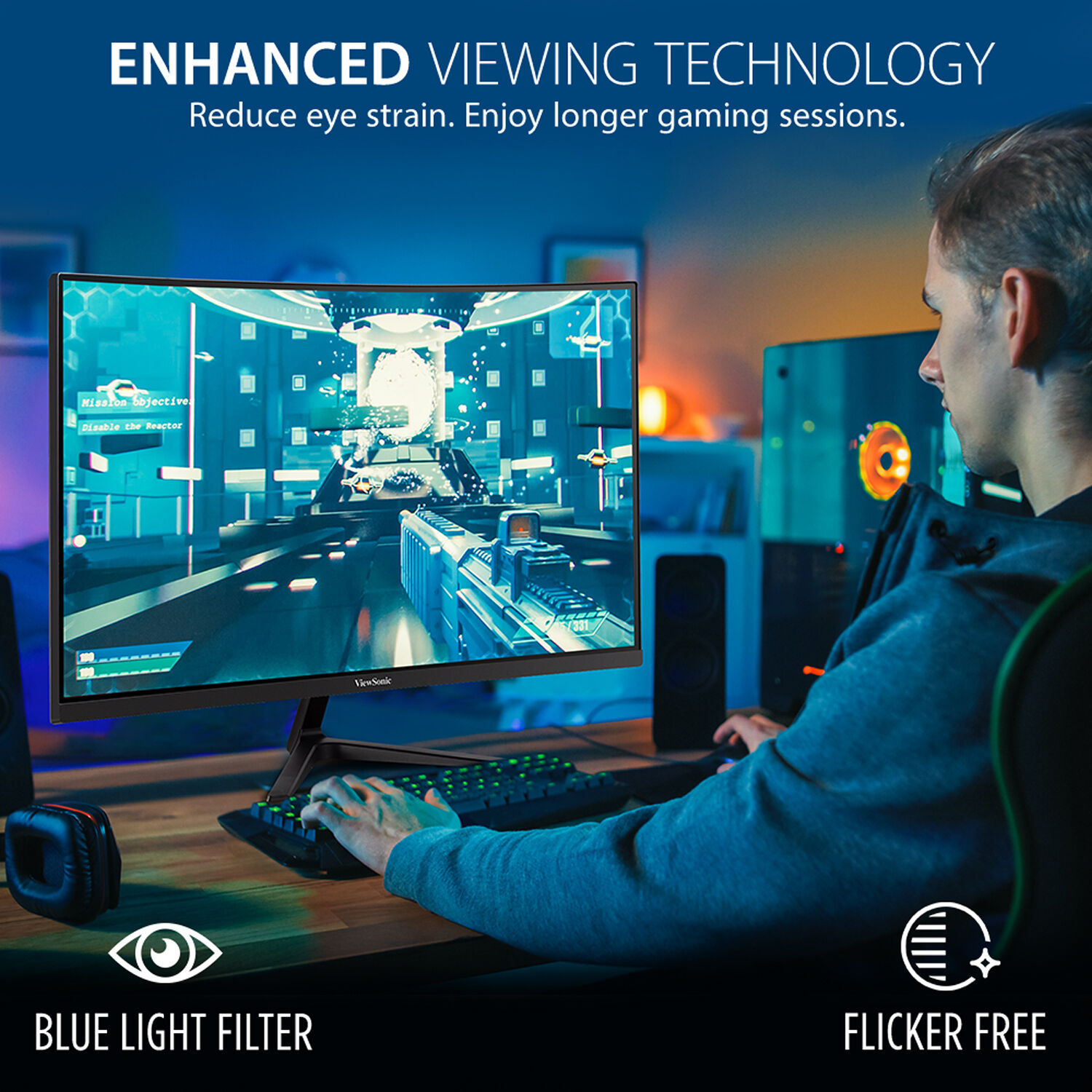 ViewSonic VX2718-2KPC-MHD 27-inch curved WQHD gaming monitor with 165 Hz refresh rate — view 8