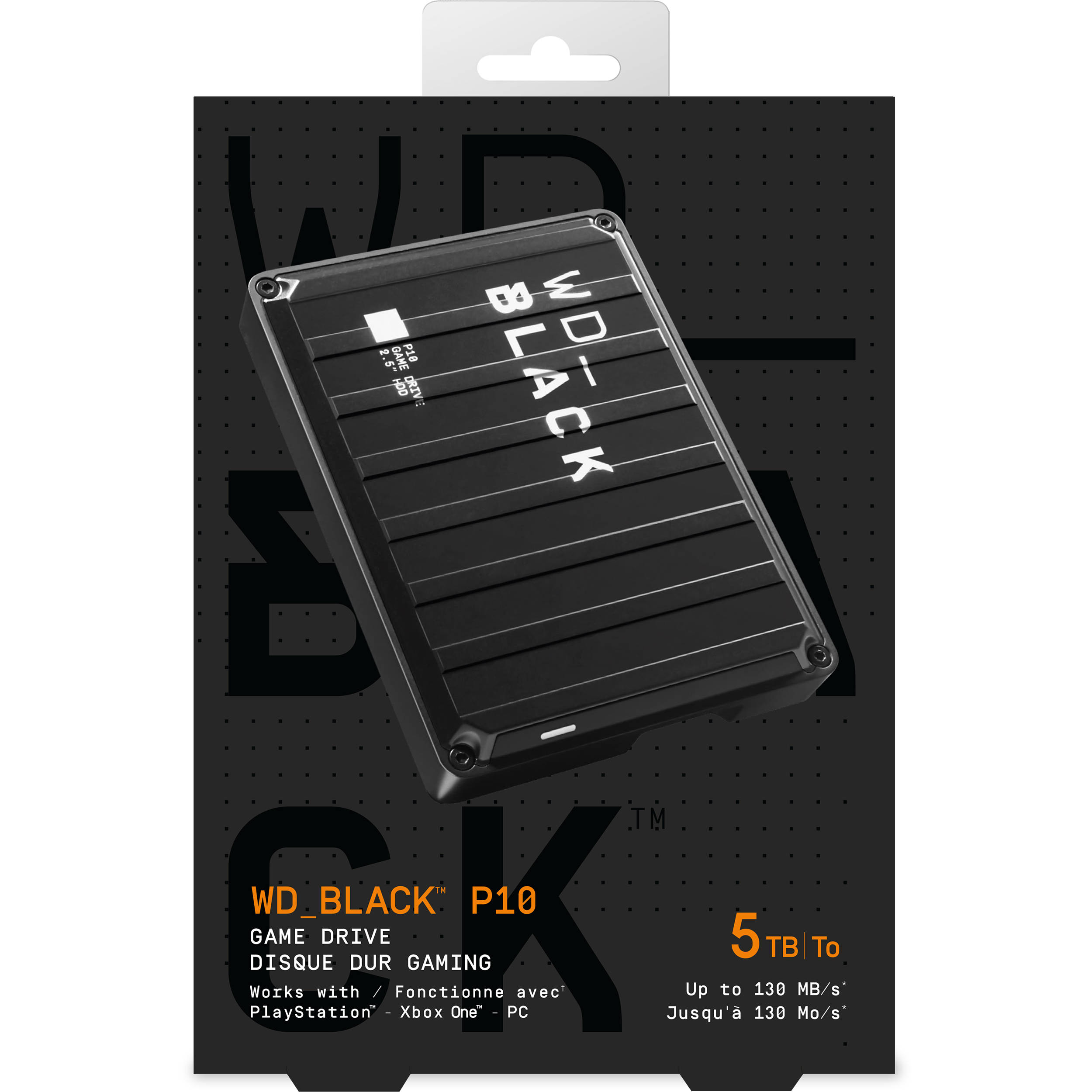 WD_BLACK P10 Game Drive portable 5 TB external hard drive in black for console and PC gaming — view 7