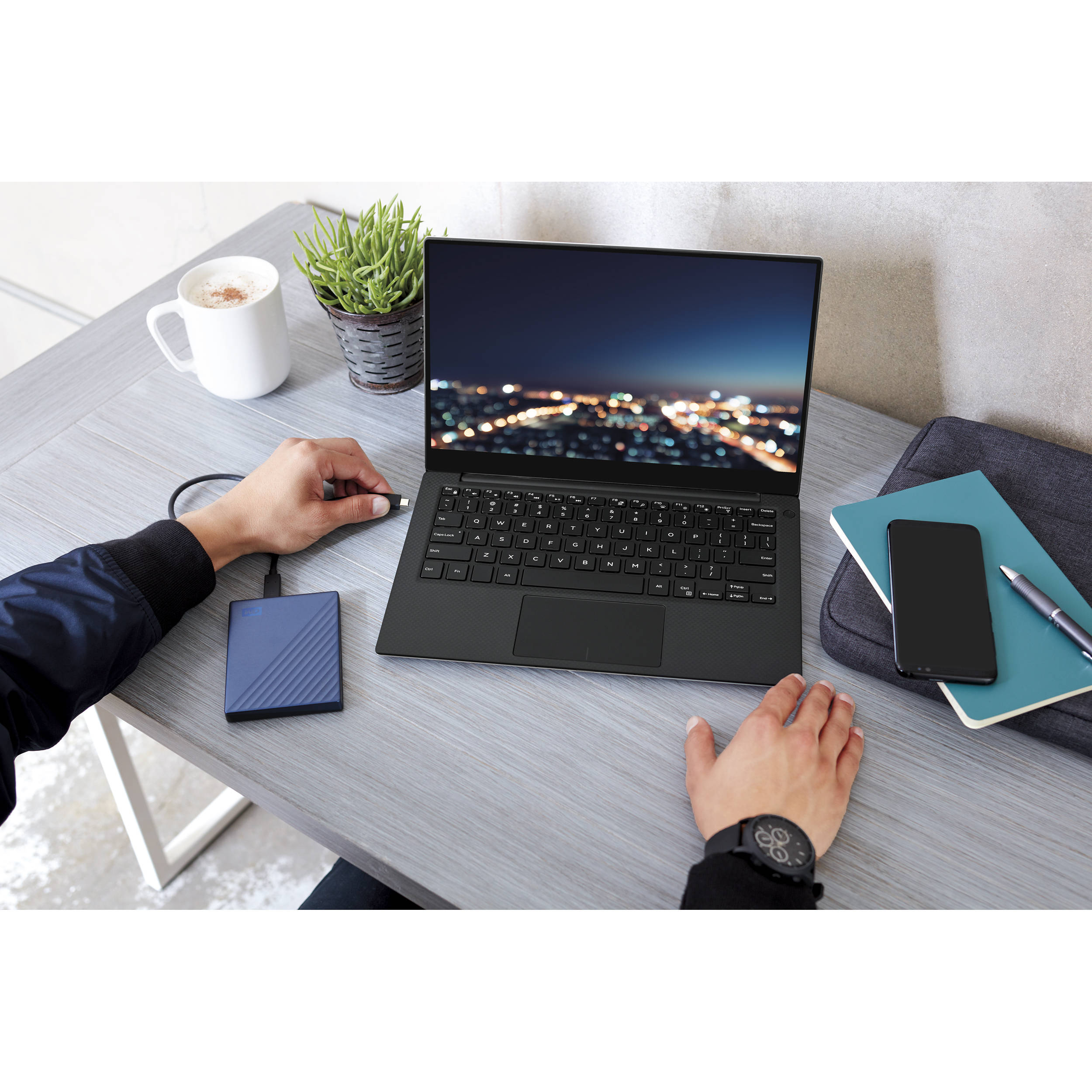 Western Digital My Passport Ultra 4TB portable external hard drive in blue — view 8