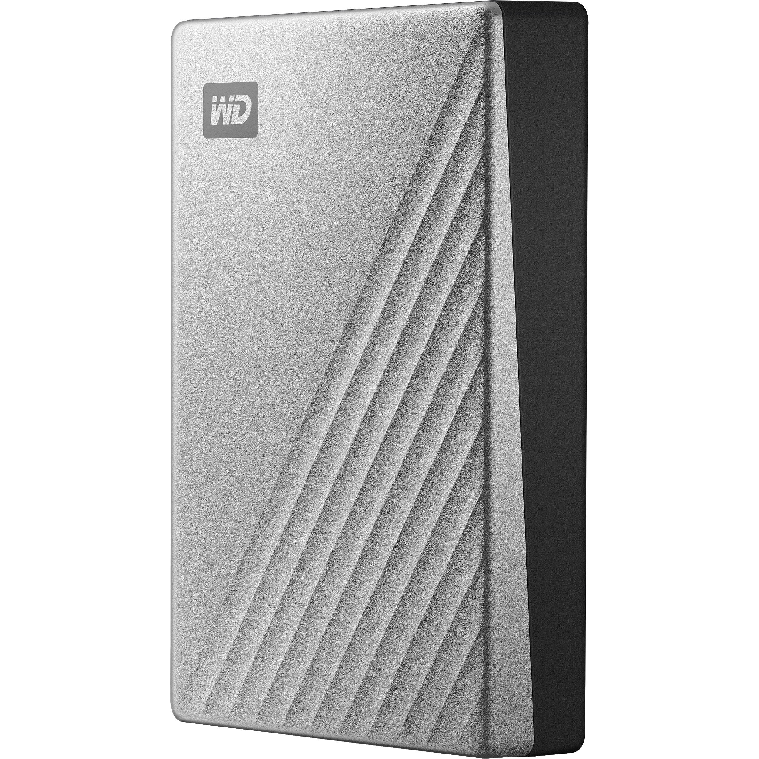 Western Digital My Passport Ultra 4TB portable external hard drive in silver — view 3