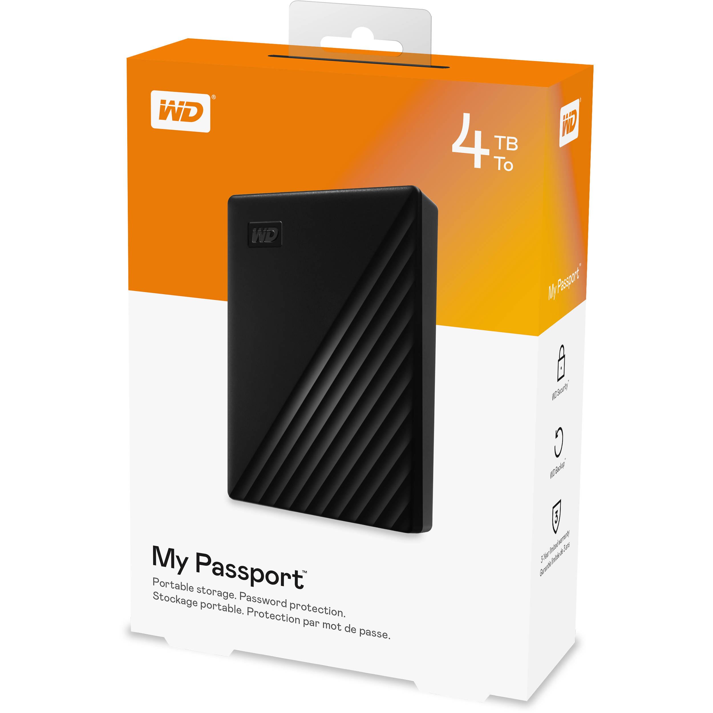 Western Digital My Passport Portable Black 4TB external drive with password protection and USB 3.0 — view 6