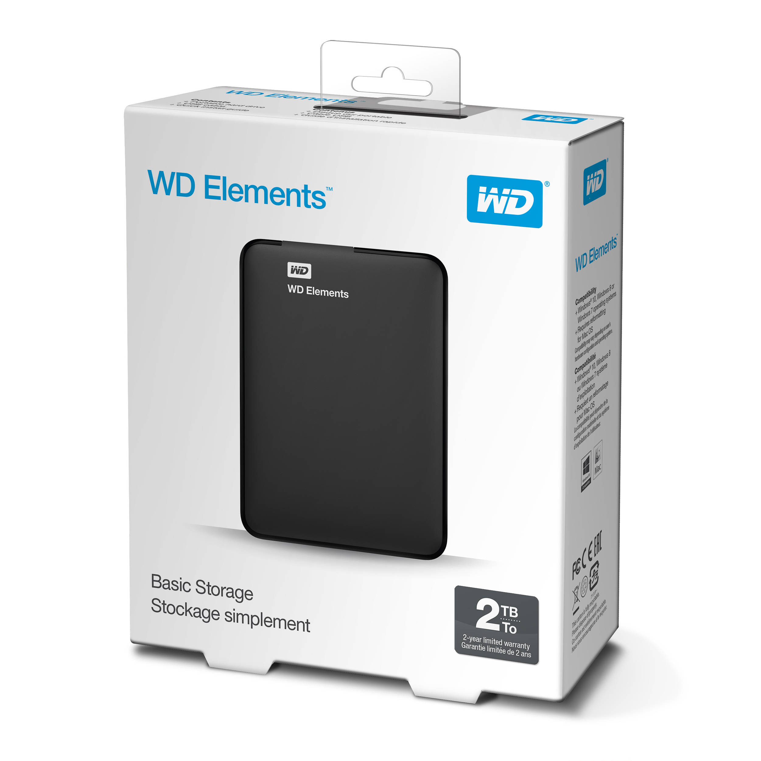 WD Elements Portable 2 TB external hard drive with compact black 2.5-inch design — view 6