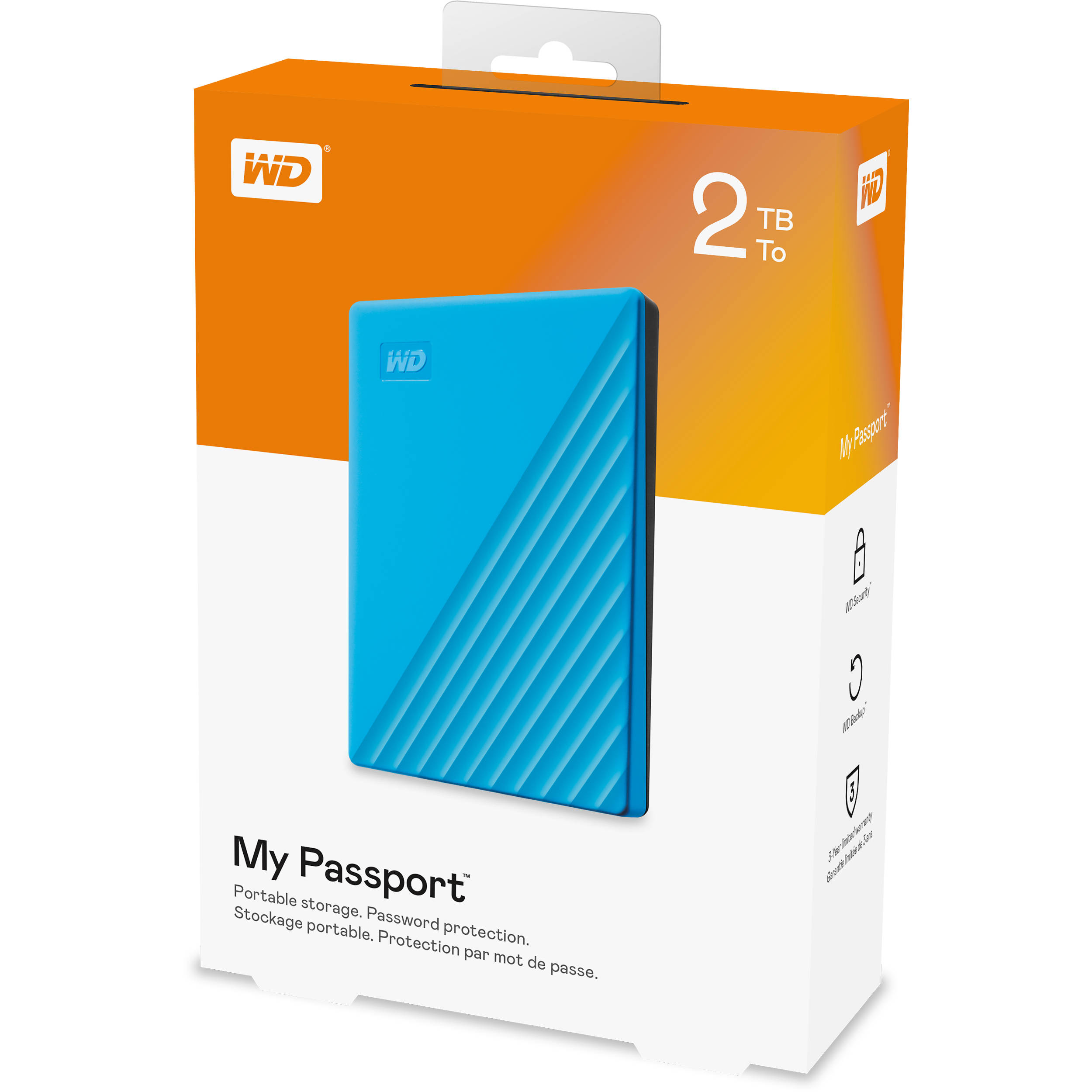 Western Digital My Passport 2TB portable HDD in blue — view 6