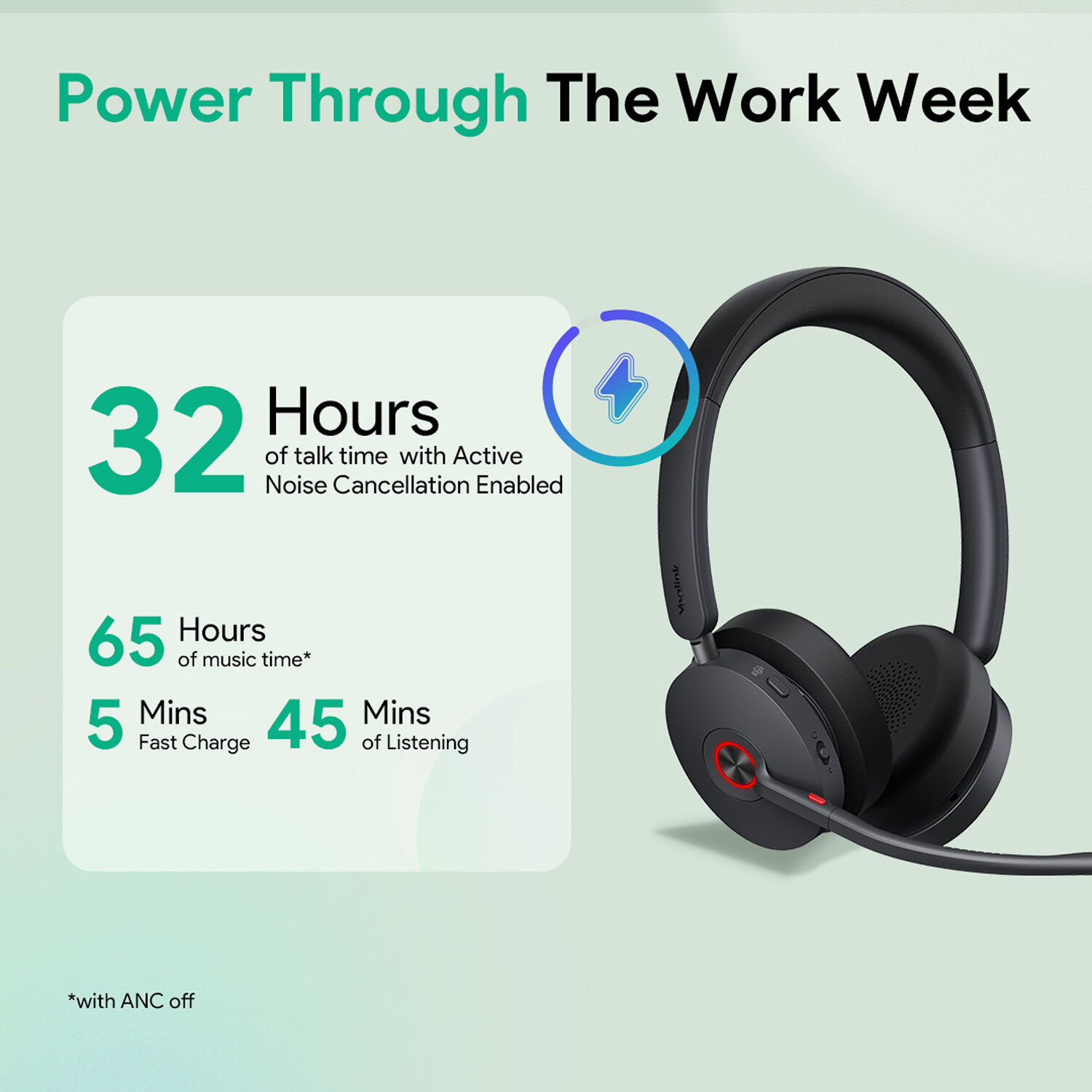 Yealink BH74 Teams USB C A wireless headset with dual-sided busy light and over-ear design — view 3