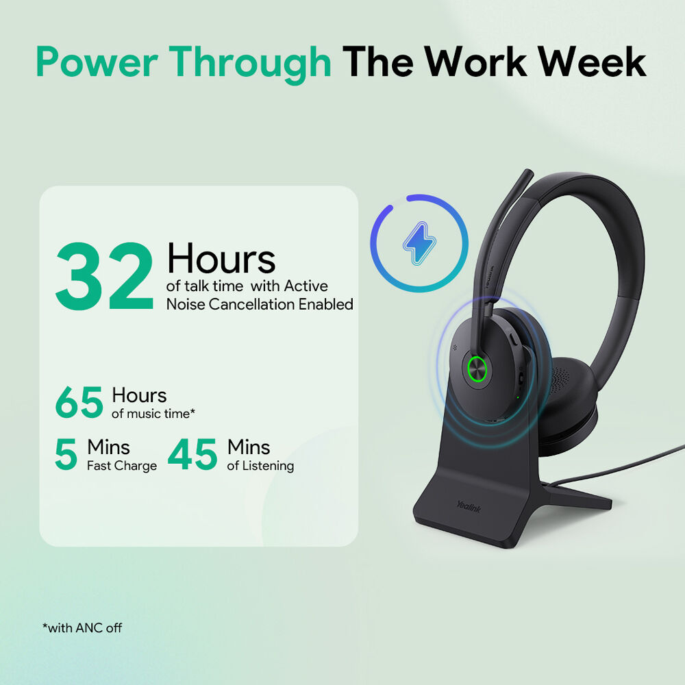 Yealink BH74 STND MS USB C A wireless Teams Certified headset with dual-sided busy light — view 3