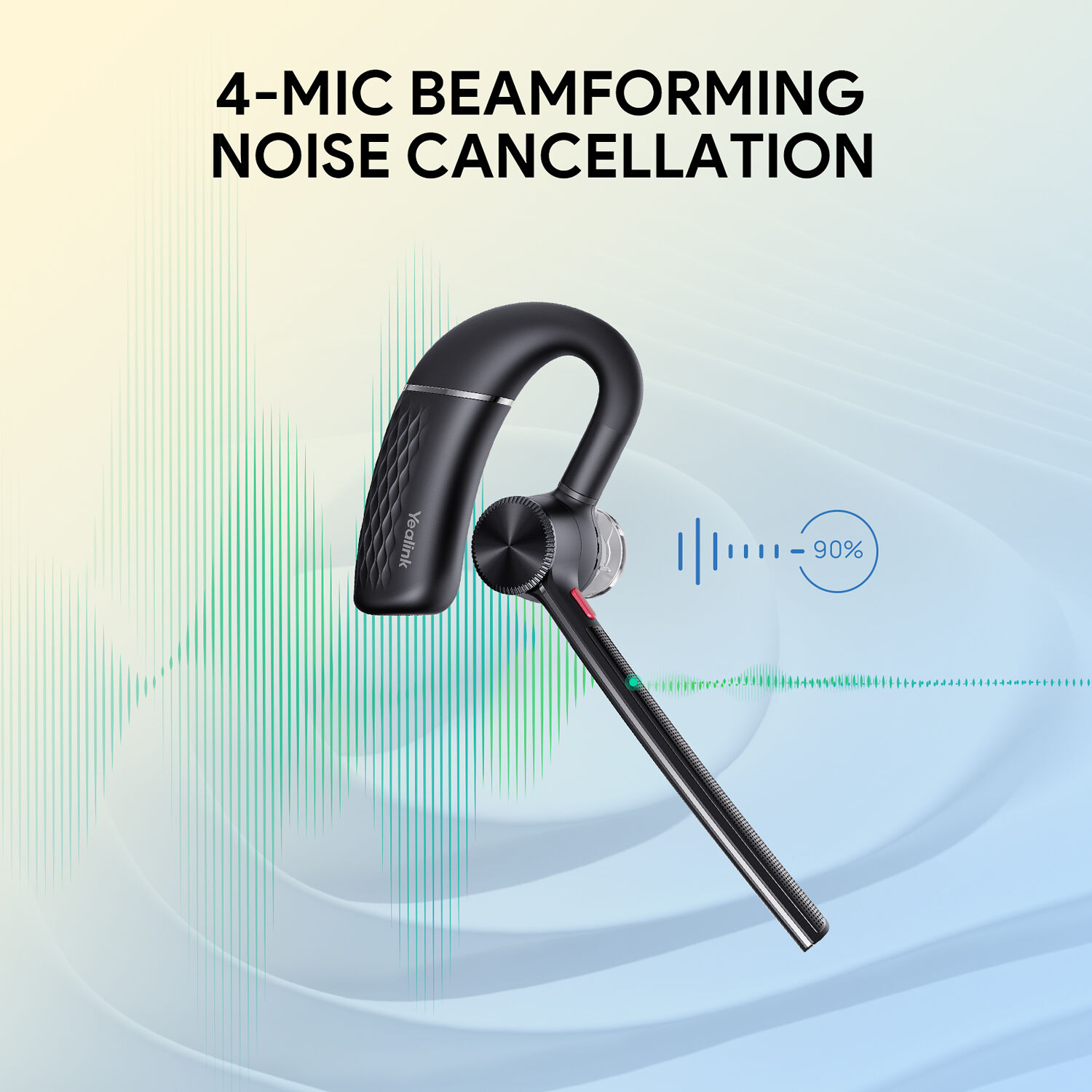 Yealink BH71 Pro USBC/A wireless mono headset with hook-on-ear design and USB-A USB-C workstation — view 2
