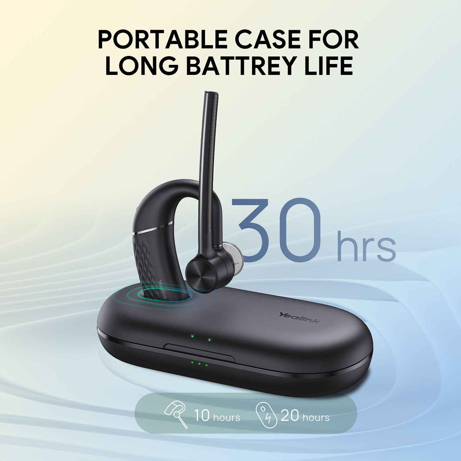 Yealink BH71 Pro USBC/A wireless mono headset with hook-on-ear design and USB-A USB-C workstation — view 3