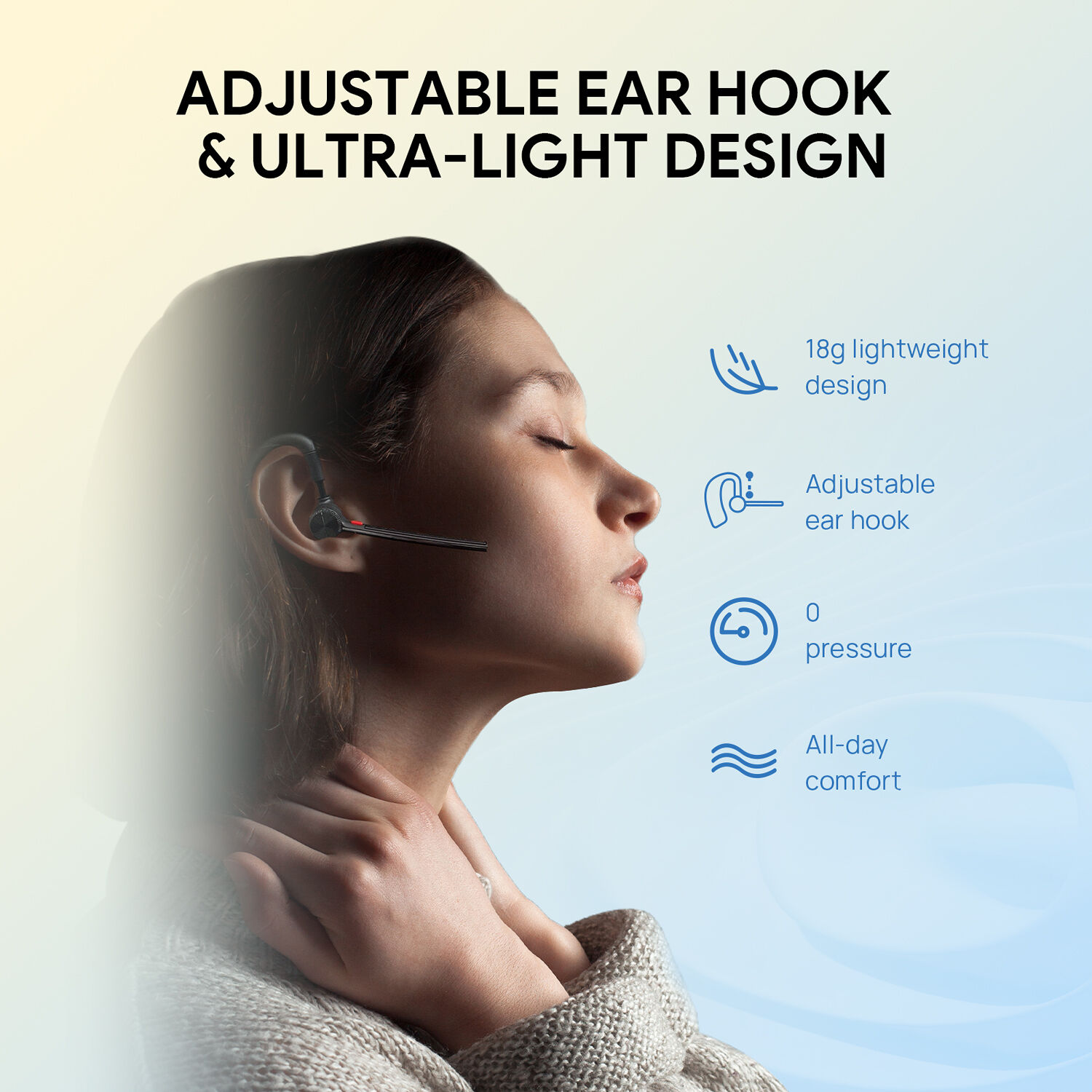 Yealink BH71 Pro USBC/A wireless mono headset with hook-on-ear design and USB-A USB-C workstation — view 5