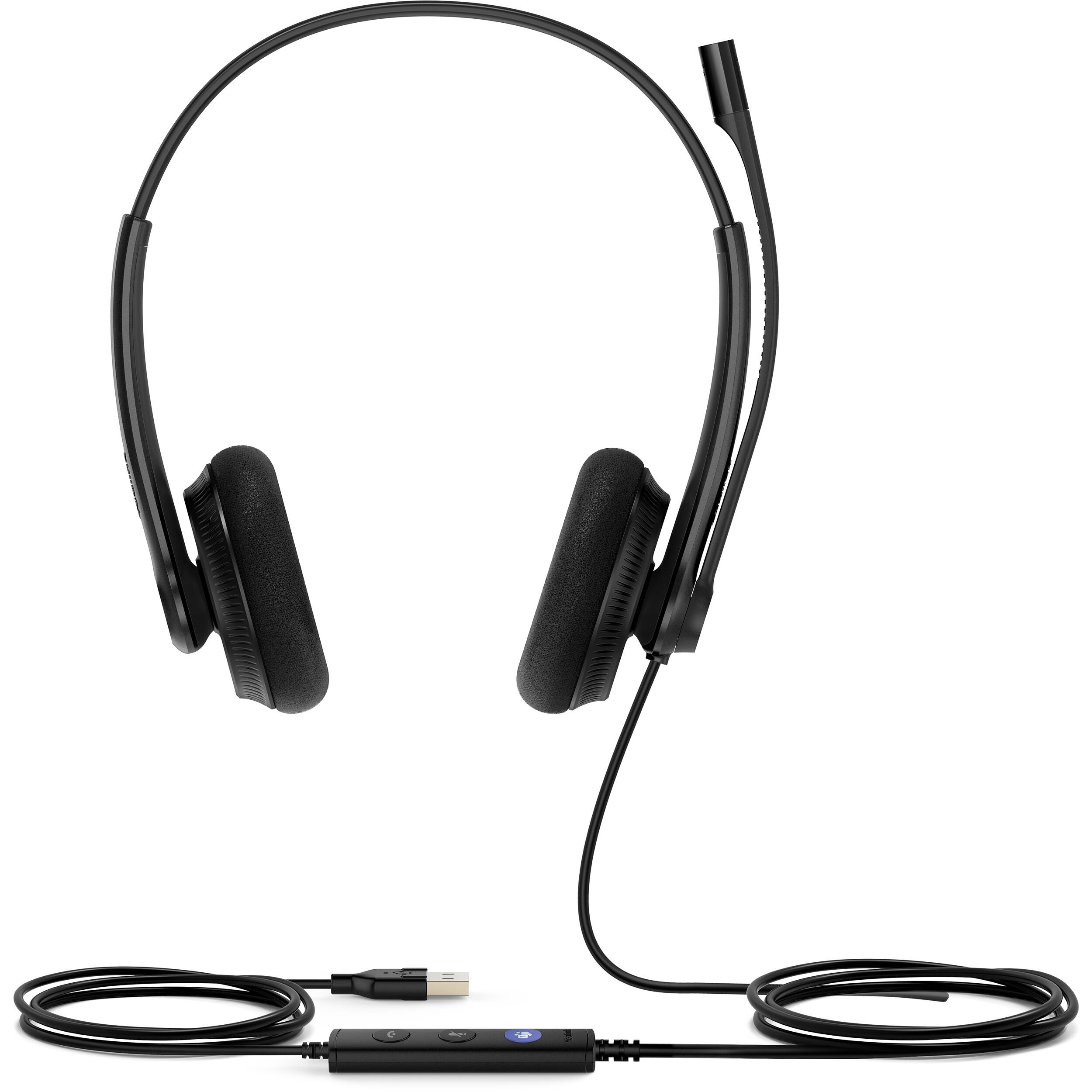 Yealink UH34 Lite Dual Teams wired dual-ear headset with boom microphone and inline controller — view 3