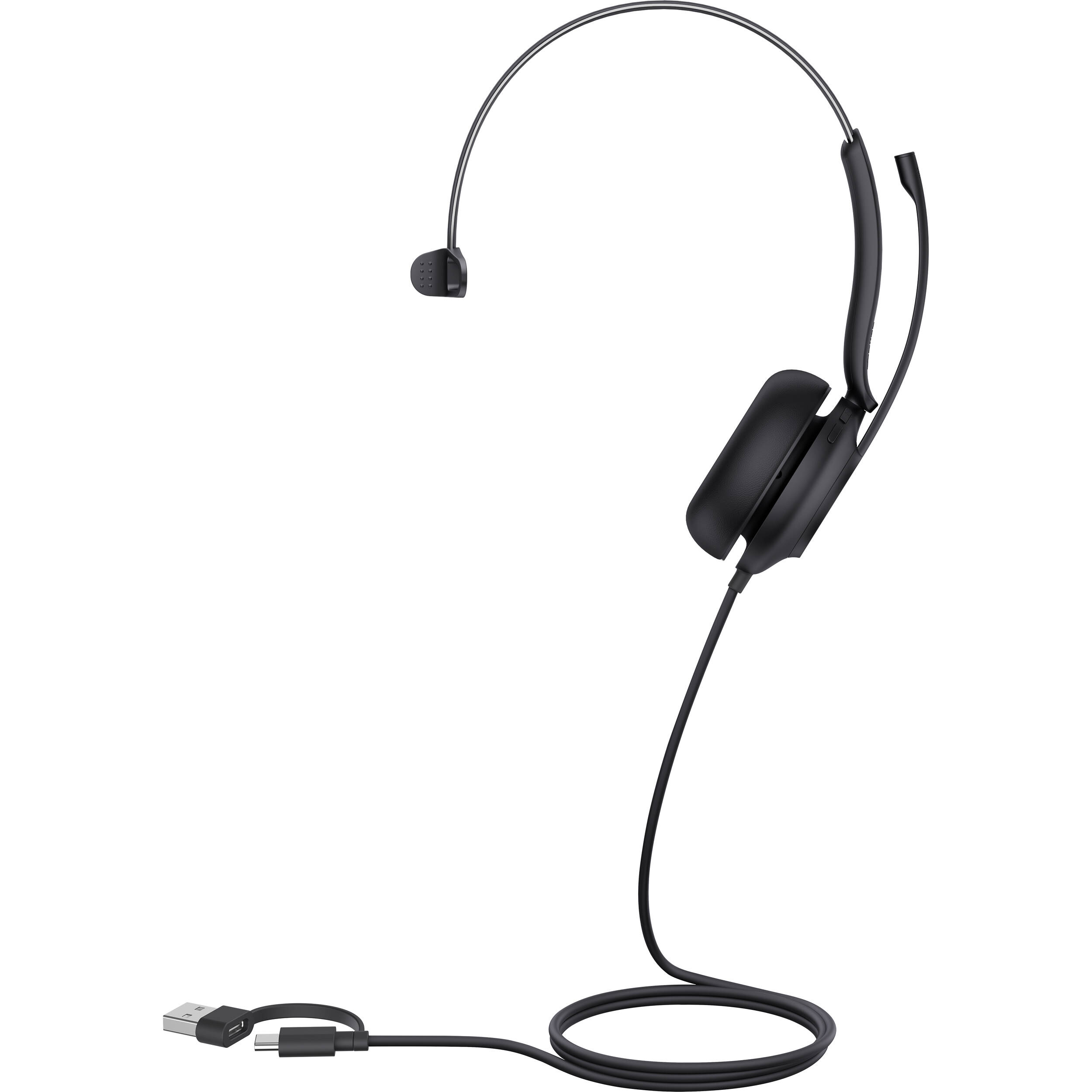 Yealink UH35 Mono UC USB-C wired headset with single earcup and boom microphone — view 2