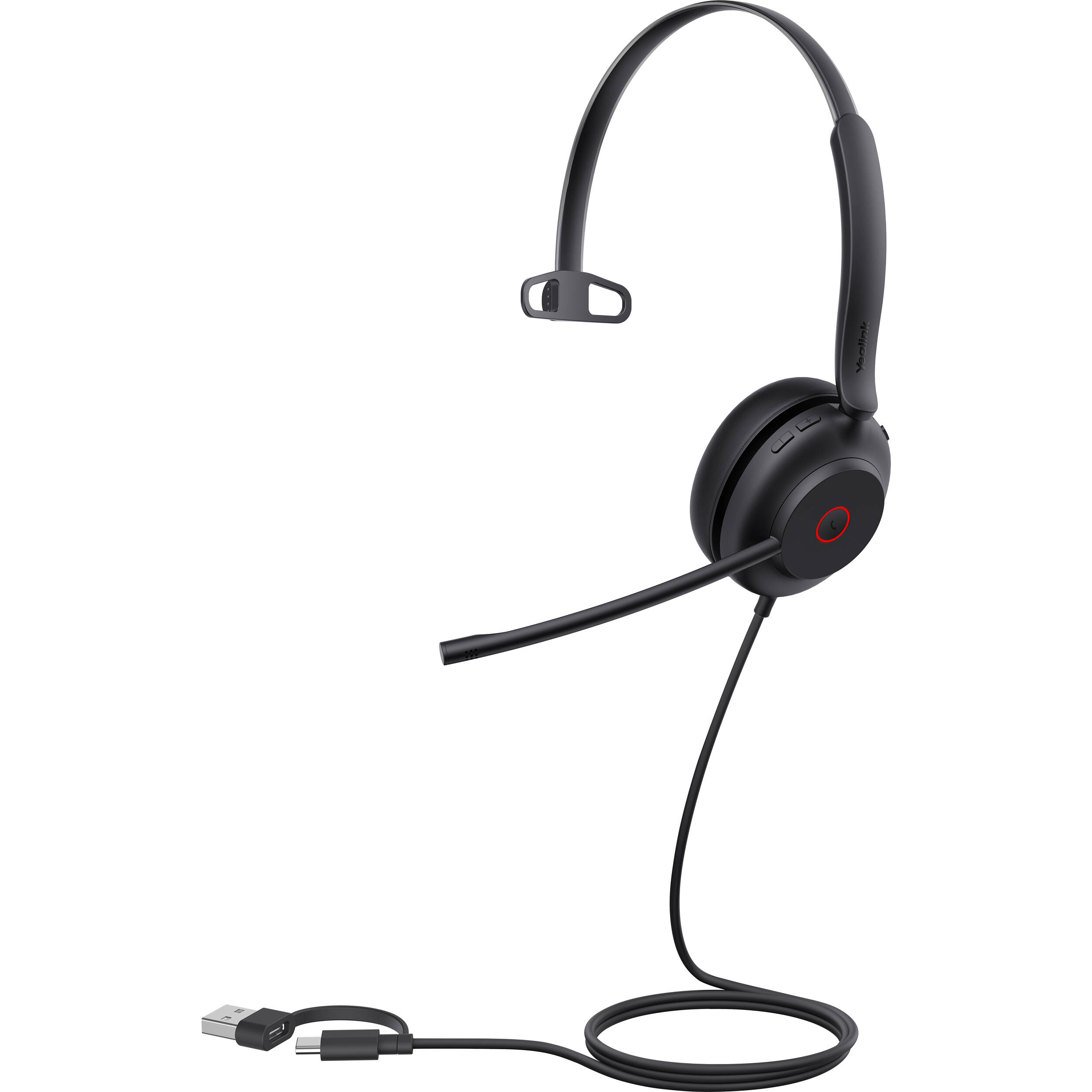 Yealink UH35 Mono UC USB-C wired headset with single earcup and boom microphone — view 3