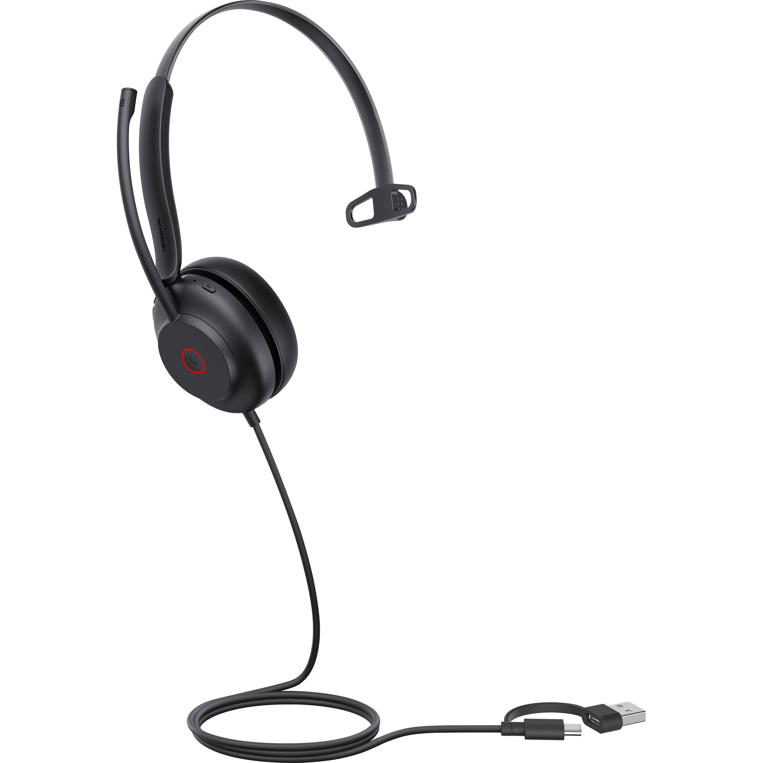 Yealink UH35 Mono UC USB-C wired headset with single earcup and boom microphone — view 4