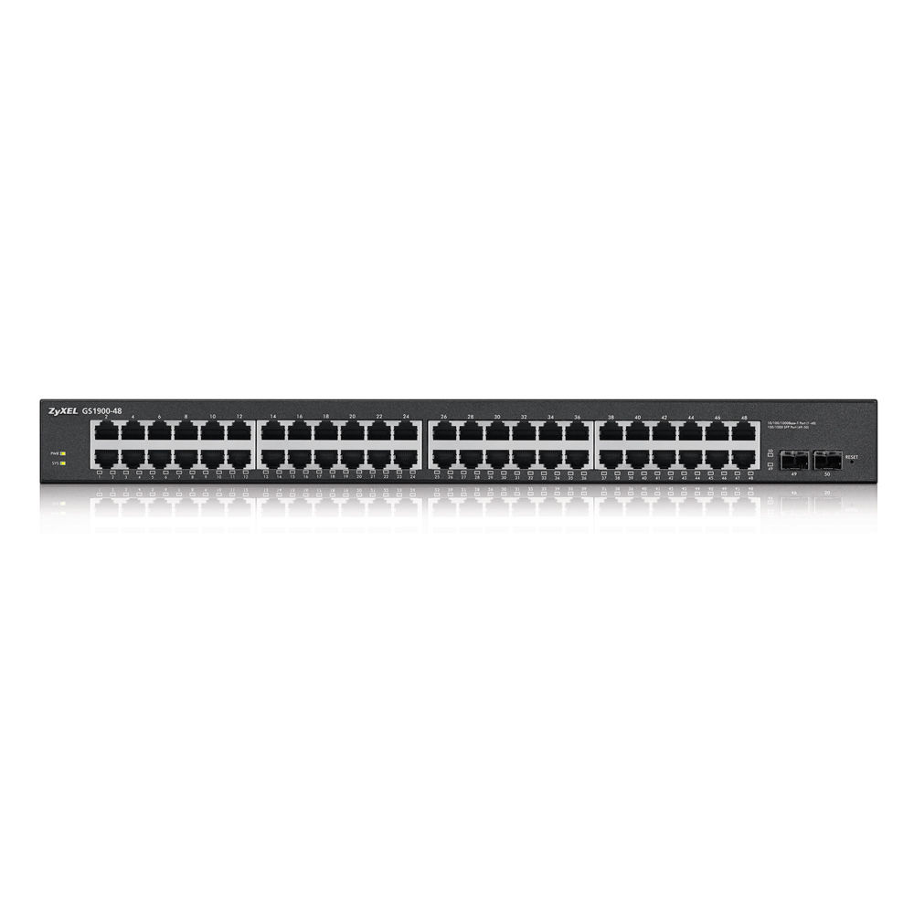 Zyxel GS1900-48 48-port Gigabit Layer 2 rackmount managed switch with 2 SFP uplinks — view 2