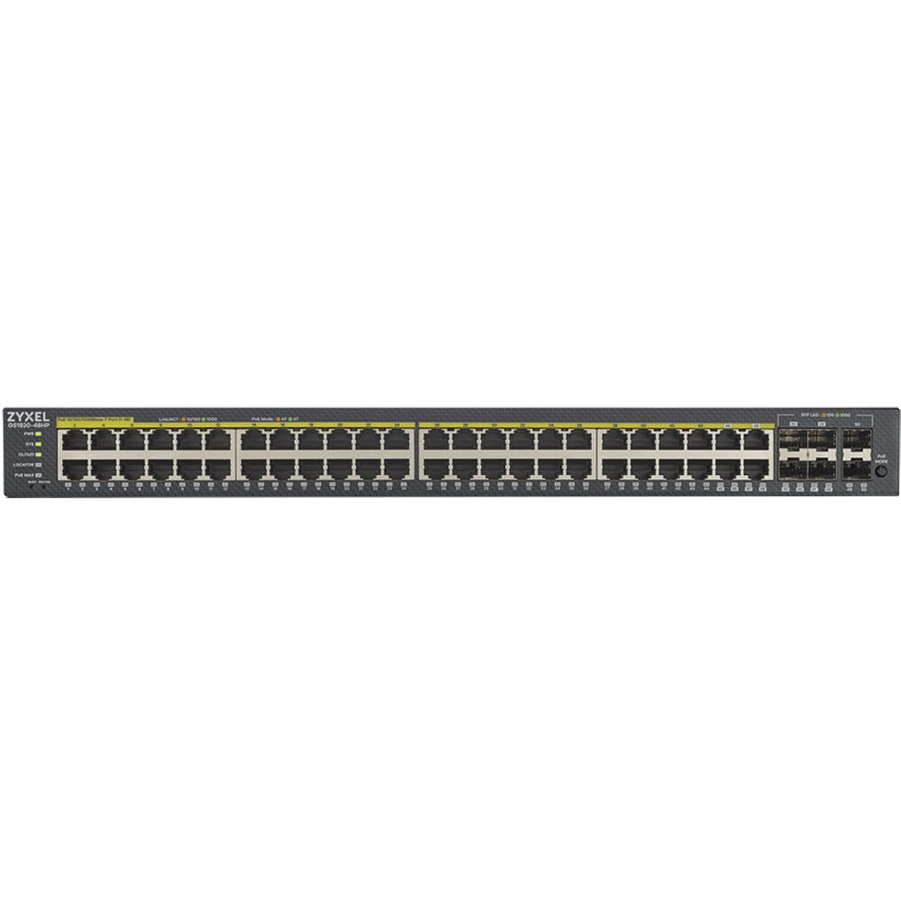 Zyxel GS1920-48HPV2 48-port Gigabit PoE+ smart switch with 4 combo RJ-45/SFP uplinks — view 2