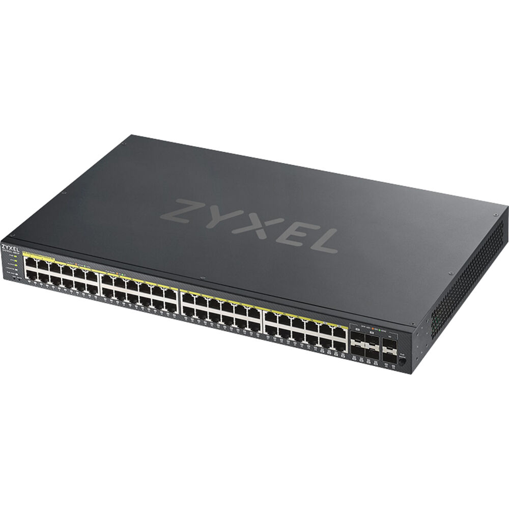Zyxel GS1920-48HPV2 48-port Gigabit PoE+ smart switch with 4 combo RJ-45/SFP uplinks — view 3