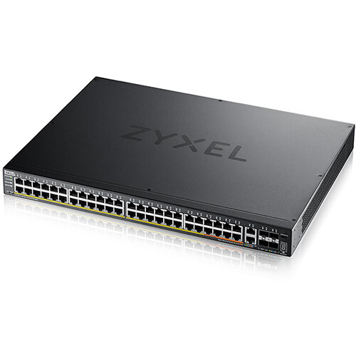 Zyxel XGS2220-54HP managed Layer 2 switch with 48 Gigabit PoE ports, 600 W budget, and 10G uplinks — view 4
